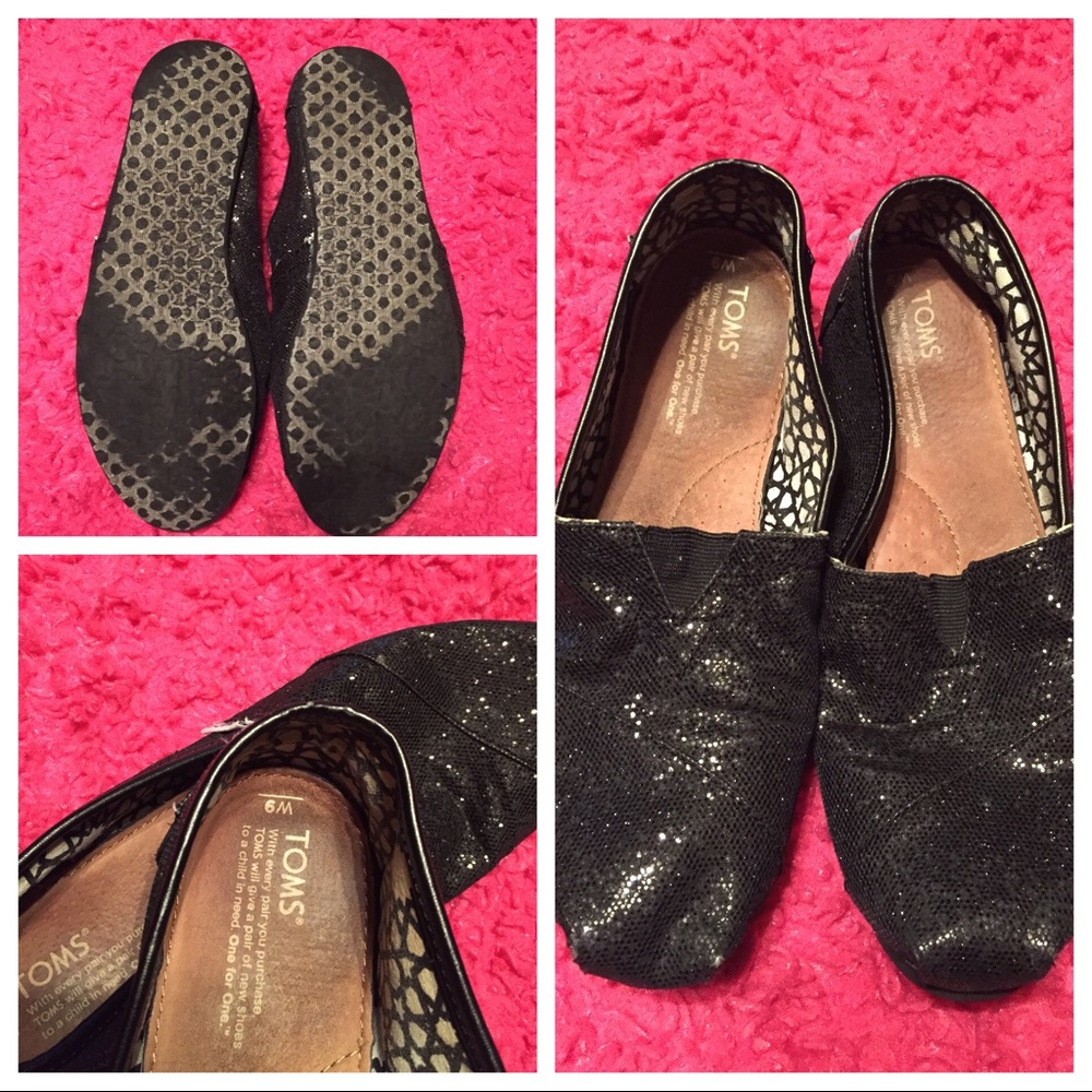 Toms black glitter Sz 9w